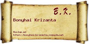 Bonyhai Krizanta névjegykártya